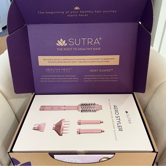 NWT Sutra Aero Styler Rose Gold Pro Blow Hair Dryer Brush Stylings Tool Holiday main image 6